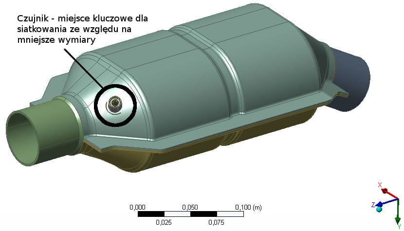 Model CAD katalizatora samochodowego