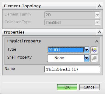 Okno budowy własności fizycznych warstwy siatki