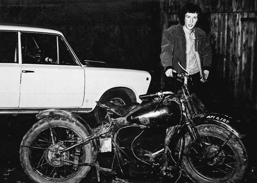 harley wreck behind iron curtain