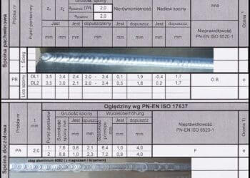 Fragment Arkusza Kalkulacyjnego Do Sprawdzania Wyników Egzaminu Spawacza Wg ISO9606