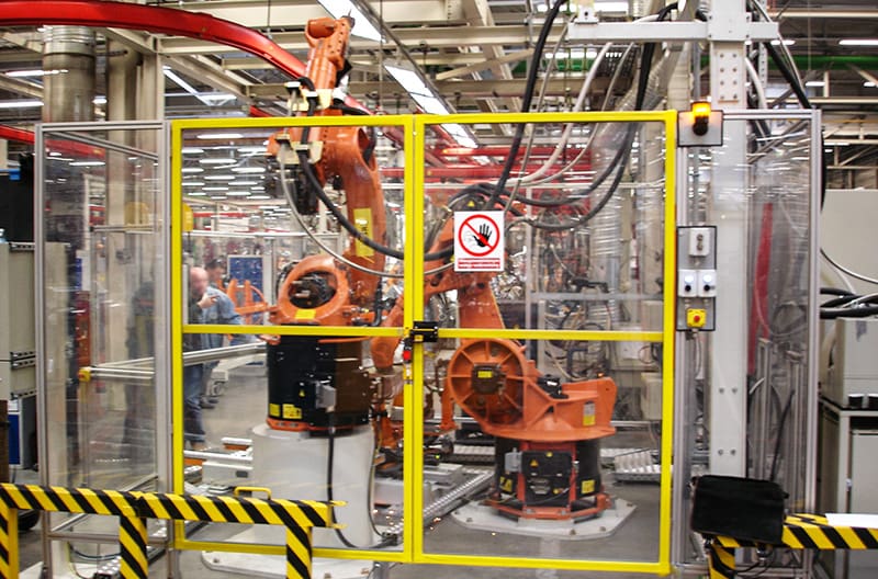 Fragment zautomatyzowanej linii do produkcji kadłuba nadwozia samochodu