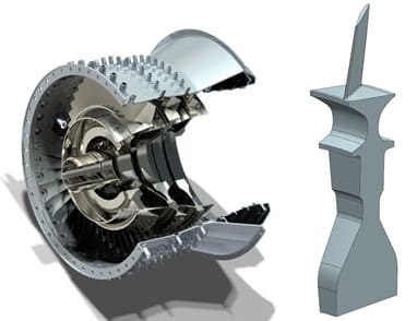 Model CAD segmentu łopatki sprężarki wysokiego ciśnienia