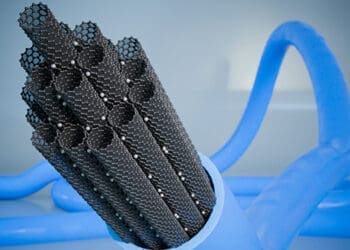 Wizualizacja przewodu z nanorurek węglowych domieszkowanych na zasadzie interkalacji