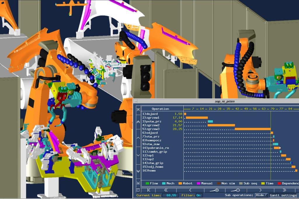 analiza ruchów robota ROBCAD
