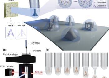 Schemat działania seryjnego wolumetrycznego druku 3D