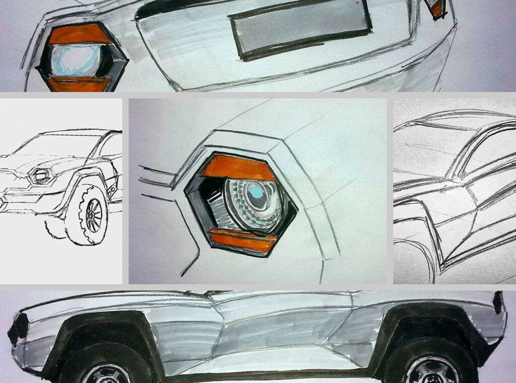 Szkice koncepcyjne pojazdu design