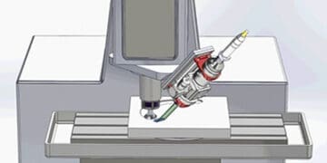 Schemat konfiguracji obrabiarki do TAM (thermally assisted machining)