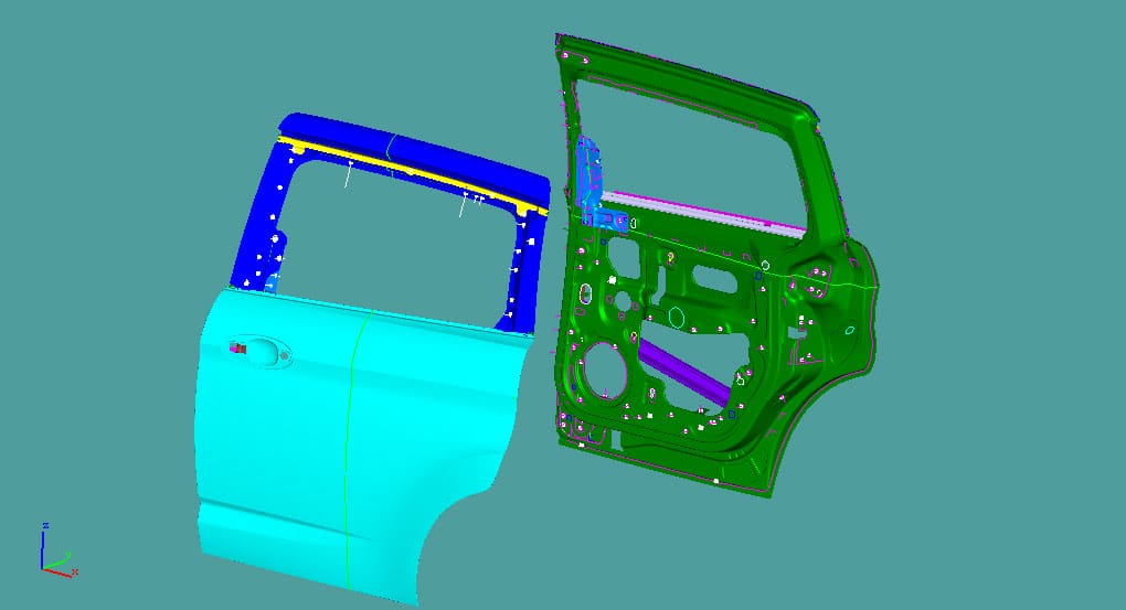 model 3D drzwi przesuwnych samochodu