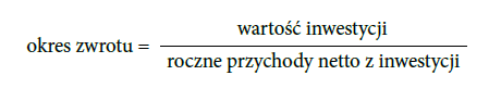 okres zwrotu inwestycji
