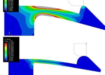 Porównanie początkowej i zoptymalizowanej geometrii klipsa