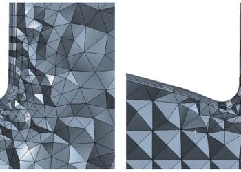 Porównanie siatki czworościennej wygenerowanej metodą Delaunay'a i Octree